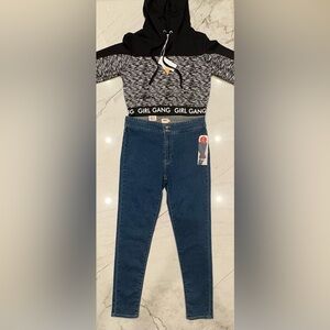 Levi’s On The Move Skinny Same Day Shipping MiMi New York Crop Hoodie Sold Apart